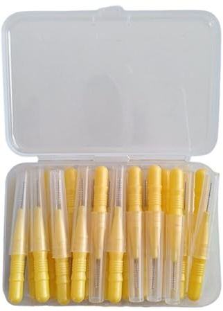 Interdentalborstar och tandtrådspinnar, Interdentalborstepaket med 50 st Multicolor Nylonvårdsverktyg(Yellow(1.0mm-1.2mm))