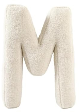 TexLom Cuscino a Forma di Lettera Alfabeto - Iniziale in Morbido Peluche dalla A alla Z - Cuscino Arredo Decorativo per Camera, Letto e Divano - Colore Panna, Effetto Velluto Soft Touch (M)