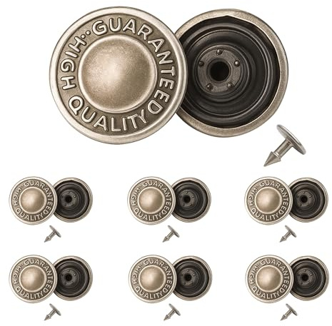 Trimming Shop 14mm Shiny Gunmetal Jeans Buttons with Pins Replacement Snap Fasteners for Jackets, Clothes, Trousers, Sewing Knitting Crafts, Embellishments, Durable and Strong, 10pcs