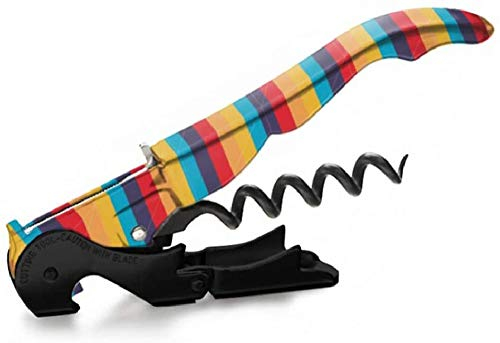 PULLTAP'S GENUINE Raya Color 900 - Sacacorchos de camarero profesional con diseño de rayas - Fabricado en España - Incluye doble palanca articulada, navaja cortacápsulas tipo cúter y abrebotellas