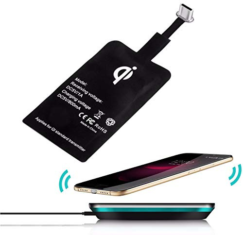 MOELECTRONIX USB TYP C Qi passend für Xiaomi Redmi 9 | Wireless Empfänger Induktion Adapter Ladegerät | Charger Receiver