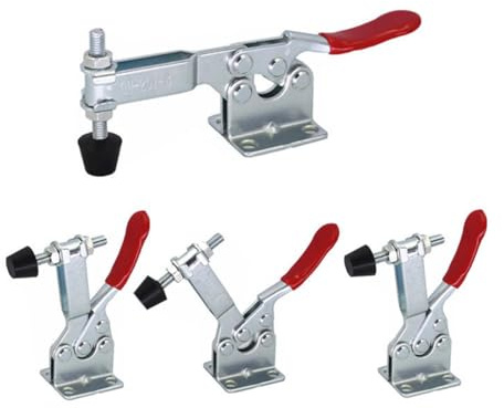 CN-BOGONG 4PCSGH-201-B Hold Down Toggle Clamps Woodworking Latch Antislip Red Hand Tool Holding Capacity Antislip Horizontal Heavy Duty Toggle Clamp 201B 198lbs Quick Release Tool