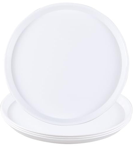 Xyskin Rundes Cafeteria Cafe Tablett, Kunststoff, Fast-Food-Tablett, Weiß, 6 Stück