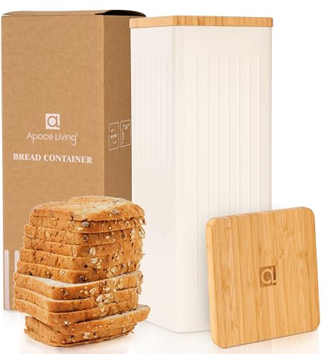 Apace Living FRESHSLICE Bread Container | Bread Keeper with Airtight Lid | Bread Storage Loaf Container | Metal Bread Box with Bamboo Lid | Fresh Bread Holder for Homemade Bread, 5 Liter