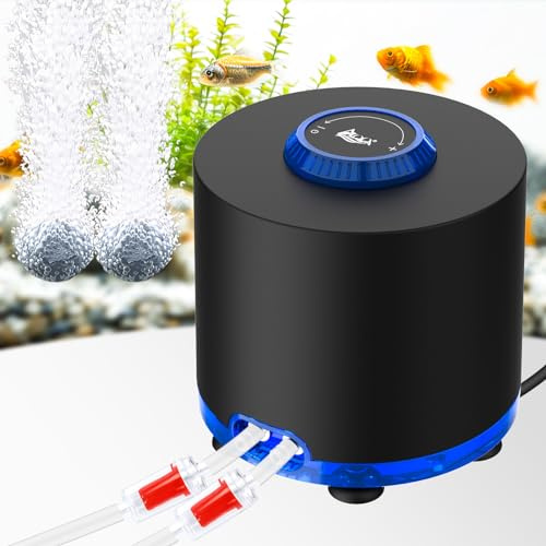 AQQA Aquarium Air Pump, 540L/h Powerful Fish Tank Air Pump- Sufficient Oxygen Supply, 6W Ultra Quiet Fish Tank Bubbler for Aquariums up to 600L