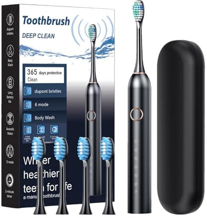 Cepillos De Dientes Eléctricos Para Viajes,Cepillos De Dientes Recargables Con Estuche | Cepillo de dientes eléctrico para adultos | 40000 VPM Limpieza profunda 6 modos Cepillo de dientes Estuche de v