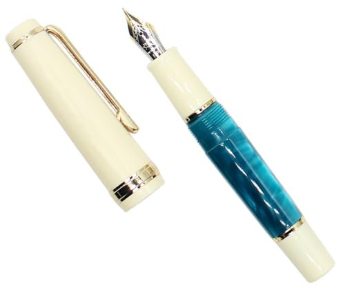 Gullor Mini Fountain Pen Gold Trim, Acrylic Pocket Pen, Dark Blue, Medium Nib (0.7mm)