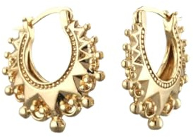 9ct Yellow Gold Filled Victorian Hoop Creole Hoop Gypsy Earrings Set - Small 2.5cm