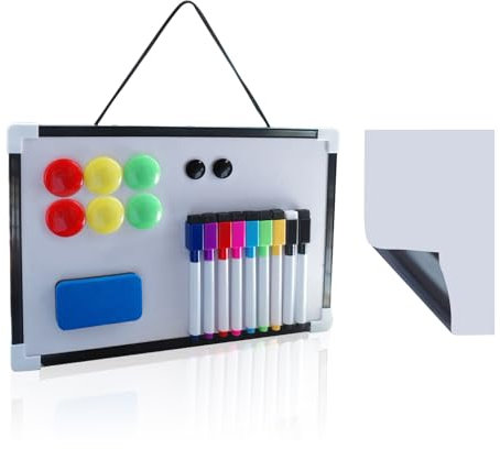 20 Magnetic Whiteboard Abwischbar Set, Tragbare Desktop Schreibtafel, Tragbare Doppelseitige Beschreibbar mit Dry Erase Stiften, Magneten, Hängende Doppelseitige Tafel für Klassenzimmer Home Office
