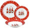 Servizio Piatti Natalizi 18 Pezzi Porcellana Bone China 6 Persone Piatto Piano Fondo Dessert Decorazione Gnomi Tavola Natale Certificati Contatto Alimentare Sì Microonde Lavastoviglie Idea Regalo