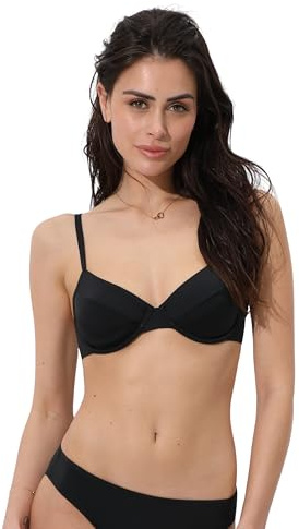 Lovable Parte Alta del Costume | Reggiseno Balconcino con Ferretto | Coppe Taglio a 2 | Massimo Sostegno | Essential Micro Donna, Nero, 36 / 4E