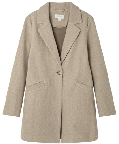Springfield Abrigo De Paño Con Solapa Y Bolsillos Ribeteados, Arena, 36