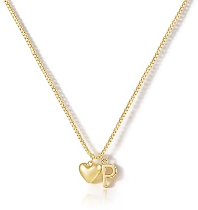 HANLI Collana Personalizzata Con Nome Cuore Iniziale Donna Oro Placcato 14K Anallergici Leggeri Trendy Gioielli di Moda per le Donne