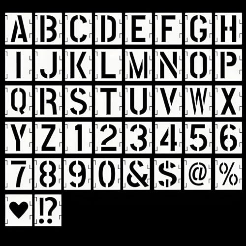 Vexorlian 2 Inch Letter and Number Stencils, Reusable Alphabet Stencil Kit with Interlocking Design for DIY Art Projects on Wood, Wall, Fabric, and More, 42 Pcs