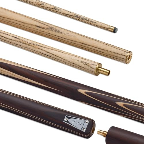 POWERGLIDE STATUS Ash 2-delad 50/50 sammanfogad snooker pool eller biljardköpinne | nordamerikansk askaxel | handskarvad rumpa i rosenträ | 5,2 dl | Full storlek 145,8 cm | 9,5 mm spets