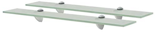 Tidyard 2 STK Wandregal Glas mit 8mm ESG Sicherheitsglas Badregal Glasregal Badablage Glasablage Glasboden Regalboden, Größen - Mattiertes Weiß 60x20 cm