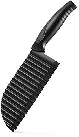 UPKOCH Wellenmesser Kartoffelschneider Aus Edelstahl - Multifunktionaler Crinkle Cutter FüR Pommes, GemüSe & Obst, Ergonomisches Design, Schwarz