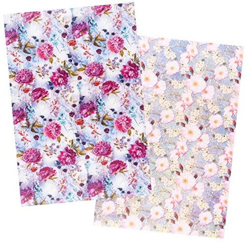 Ideen mit Herz 2 ark rispapper | Ädelt decoupage-papper | DIN A4 | 2 olika mönster | vintage, jul och mycket mer (blommor 18)
