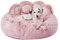 Jiupety Round Hundebett Flauschig von Pfote Form, Donut-Hundebetten Mittelgroße Hunde Größe 81 cm, Dog Bed Bequem und Weich, Hundebett Waschbar, Rosa