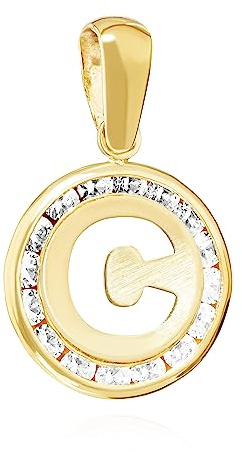 NKlaus Kettenanhänger Buchstabe C 333 Gelb gold 8 Karat 9mm Talisman Amulett Anhänger 14480