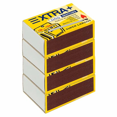 ACAN Tradineur - Pack de 6 Cajas de cerillas Super Largo XXL, 300 cerillas totales, fósforos de Seguridad Super Largos para cocinas, barbacoas, chimeneas, Estufas (10 cm)