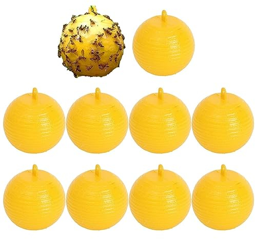 10pcs Balle de piège à Mouche Suspendue, capteur de Mouches fruitiers Piège Collant, Catcher de ravageur en Plein air pour Une Plante d'intérieur, des balcons, des Cours, des vergers