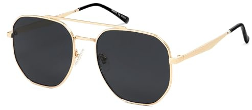 SOJOS Classic Square Aviator Sunglasses for Women Men Retro Hexagon UV400 Protection Shades SJ1222, Bright Gold/Black