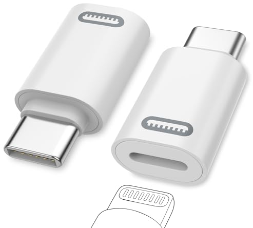 MoKo Lightning auf USB-C Adapter 2 Stück für iPhone 17 Air 16 15 Pro Max Plus, iPad - Nicht für Kopfhörer/USB-Stick/Apple Pencil, für Schnell Laden, Typ-C auf Lightning Adapter