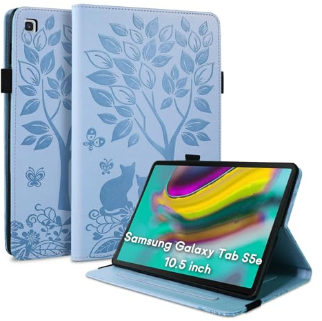 LSPCASA Hülle für Samsung Galaxy Tab S5e 10.5 Zoll（ SM-T725/T720） Standfunktion Schutzhülle PU Leder Samsung Galaxy Tab S5E Tablet Case Cover mit Gummiband -Blau