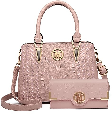 Miss Lulu Henkeltasche Damen Handtasche Damen Set mit Portemonnaie Umhängetasche mit Geldbörse aus PU-Leder für Büro Schule Einkauf Alltag