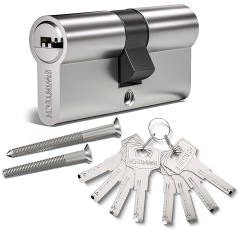 Bwintech 100mm(50/50) Serrure à cylindre européen en alliage de nickel et zinc, serrure à barillet, clé avec 8 clés à fossettes horizontales