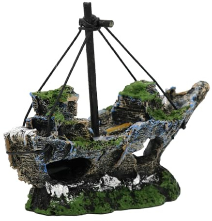 Niaciswe Decorazione del Naufragio per Acquario - Resina Ornamento Paesaggio con Nascondi Casa per Pesci - Serbatoio Cave Fish Tank