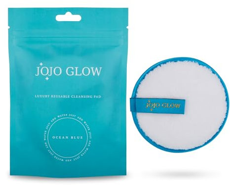 JoJo Glow Reusable Makeup Remover Pads (Pack of 1), Ocean Blue – Microfibre Facial Cloths | Sustainable, Cruelty-Free, Chemical-Free Makeup Removal with Water Only