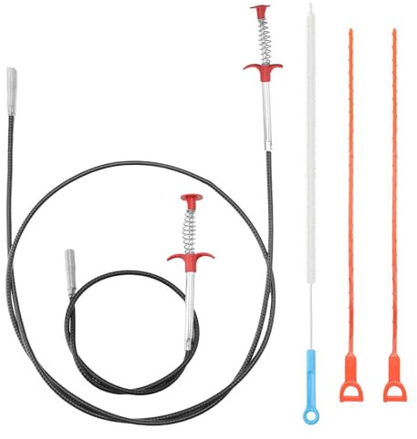 Xialvy 5 Stück Krallengreifer Set Spirale Abfluss Rohrreinigung 86cm/196cm Greifer Flexibel Krallengreifer,Drain Snake,Rohrreinigungsbürste Abflussreiniger Spirale für Küche Bad Abwasserkanäle
