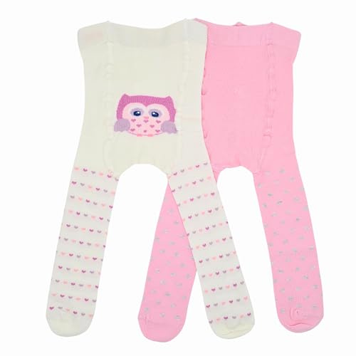 LEON D'ORO Collants Bébé Fille Body Bébé en Coton 6 mois 12 mois 18 mois 2 PAIRES Fabriqué en Italie, 6- 12 Mois