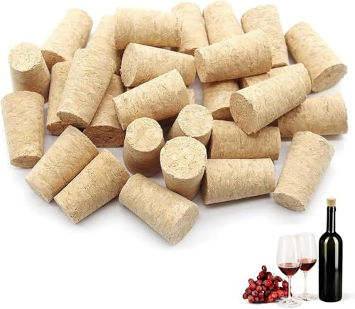 40-Pack Natural Corks - Eco-Friendly Wine Bottle Corks for Crafts, Home Brewing, and Decor - Perfect Seal for Wine