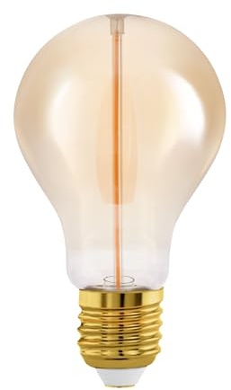 Eglo Lampadina LED E27 a intensità variabile, dimmerabile tramite interruttore, lampadina vintage, color ambra, 2 watt, 100 lumen, luce bianca calda, 1800 K, lampadina Edison A60, Ø 6 cm