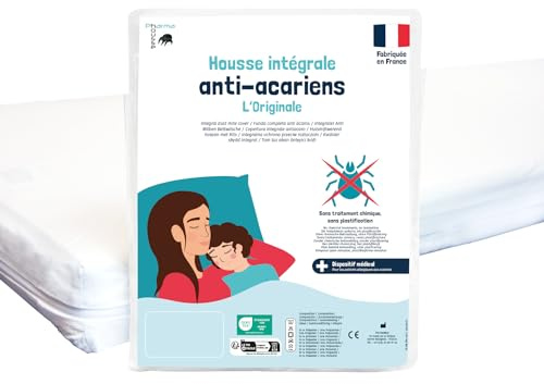 PharmaHousse - Housse Anti-acariens intégrale pour Matelas - Dispositif médical - Garantie 10 Ans - sans Traitement ni plastification - Fabriquée en France