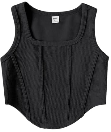 duxyoz Girls Tank Tops Kids Summer Casual Sports Crop Top Sleeveless Basic Shirts Cute Athletic Square Neck Blouse Vest Tee Top Fitted T-Shirt Dance Wear Streetwear Y2k Sportwear 10-11 Years