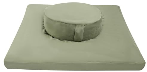 Alfombrilla de meditación, cojín de yoga, cojín de algodón, cojín de meditación, cojín de meditación y zabutón, cojín de suelo para sentarse y arrodillarse (verde)