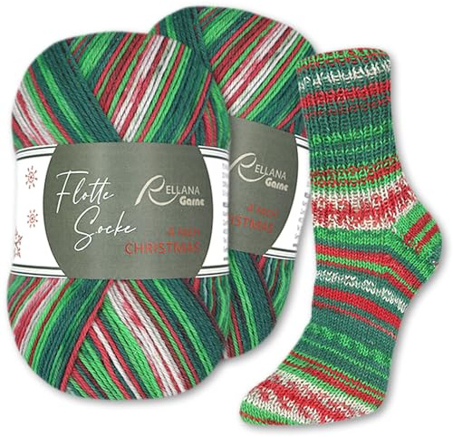 Frida's Wollhaus Rellana 2 x 100 g Flotta Calze Christmas Edition 2025 a 4 fili in lana