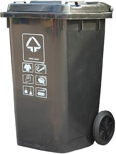 Heavy Duty Outdoor Wheelie Bin, 100L Capacity Trash Can with Wheels for Courtyard - Large Classification Waste Disposal Solution