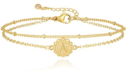 Closlaza Gold Bracelet for Women - 14K Gold Plated Initial Dainty Bracelets for Girl Trendy Jewelry Gift for Birthday A