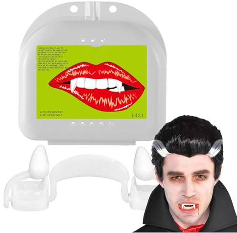 Mihauuke Dentadura Postiza Halloween,Colmillos Falsos - Colmillos Retráctiles Reales Accesorio De Maquillaje Para Disfraces Fiestas De Terror Y Producciones Teatrales