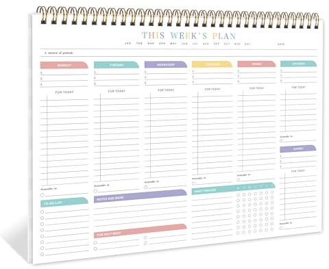 Weekly To Do List Notepad with 52 Undated Sheets（8.5×11）- Undated Weekly Desk Planner for Women & Man, School/Office Supplies