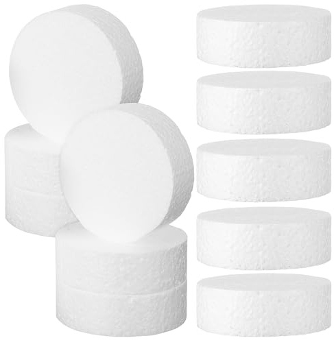 JOYOFREELY 18 Círculos de Espuma de Poliestireno para Manualidades, Discos Redondos de 7,5x2,5 Cm, Paquete de 18 Unidades para Decoración de Pasteles y Proyectos Creativos