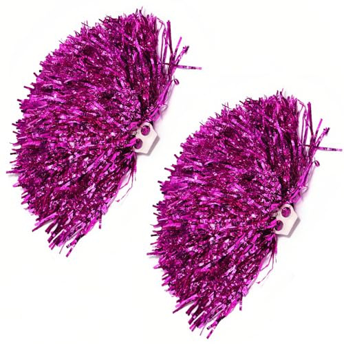 2PCS 11.8'' Cheerleading Cheerleader Ring Pom Poms Accesorios Fiesta Deportiva Baile Fiesta los Deportes Pompoms Cheer Pom para Colleage Team Spirit Eventos empresariales (Rosa roja)