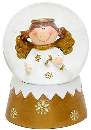 Dekohelden24 - Mini palla di neve con angelo, dimensioni LxLxA 5 x 5 x 6,5 cm, sfera con 4,5 cm di diametro, 501054, ragazza