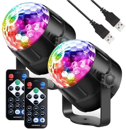 Party Lights Disco Ball LED Strobe Lights Sound Activated, RBG Disco Lights,dj Lights,USB Powered Stage Light for Home Room Dance Parties Birthday Bar Karaoke Xmas Wedding Show Club