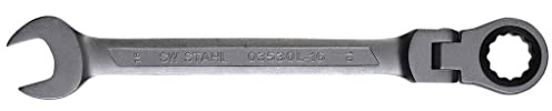 SW-Stahl 03530L-16 Gabelringratschenschlüssel 16 mm I Ringschlüssel mit Gelenk I 72 Zähne I Maulschlüssel mit Ringratsche I Ringratschenmaulschlüssel SW 16